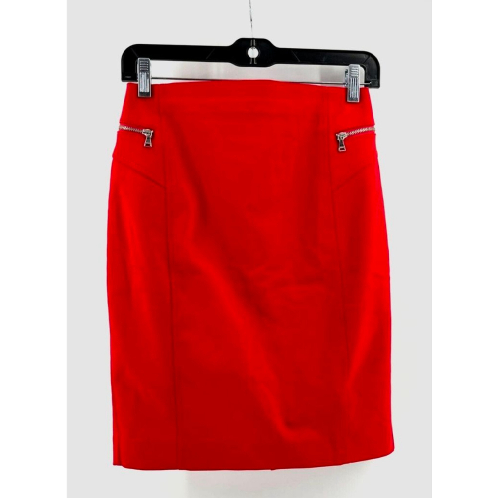 Express Red Pencil Skirt with Zipper Detail – Size 6